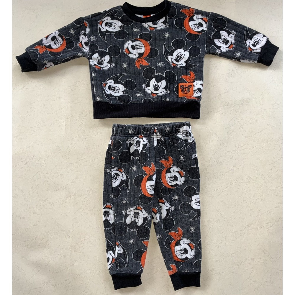 Disney Mickey Mouse Halloween Toddler 2T Jogger Set Sweatshirt Pants Outfit